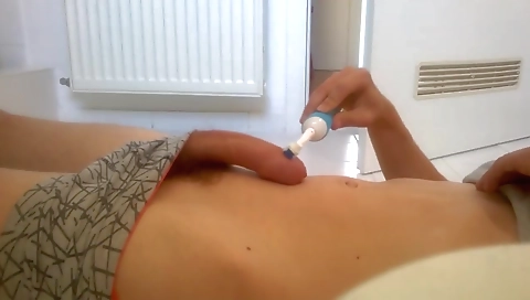 Sexy blonde babe fucks with a dildo