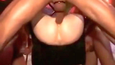 Super-hot las up with a dildo lash